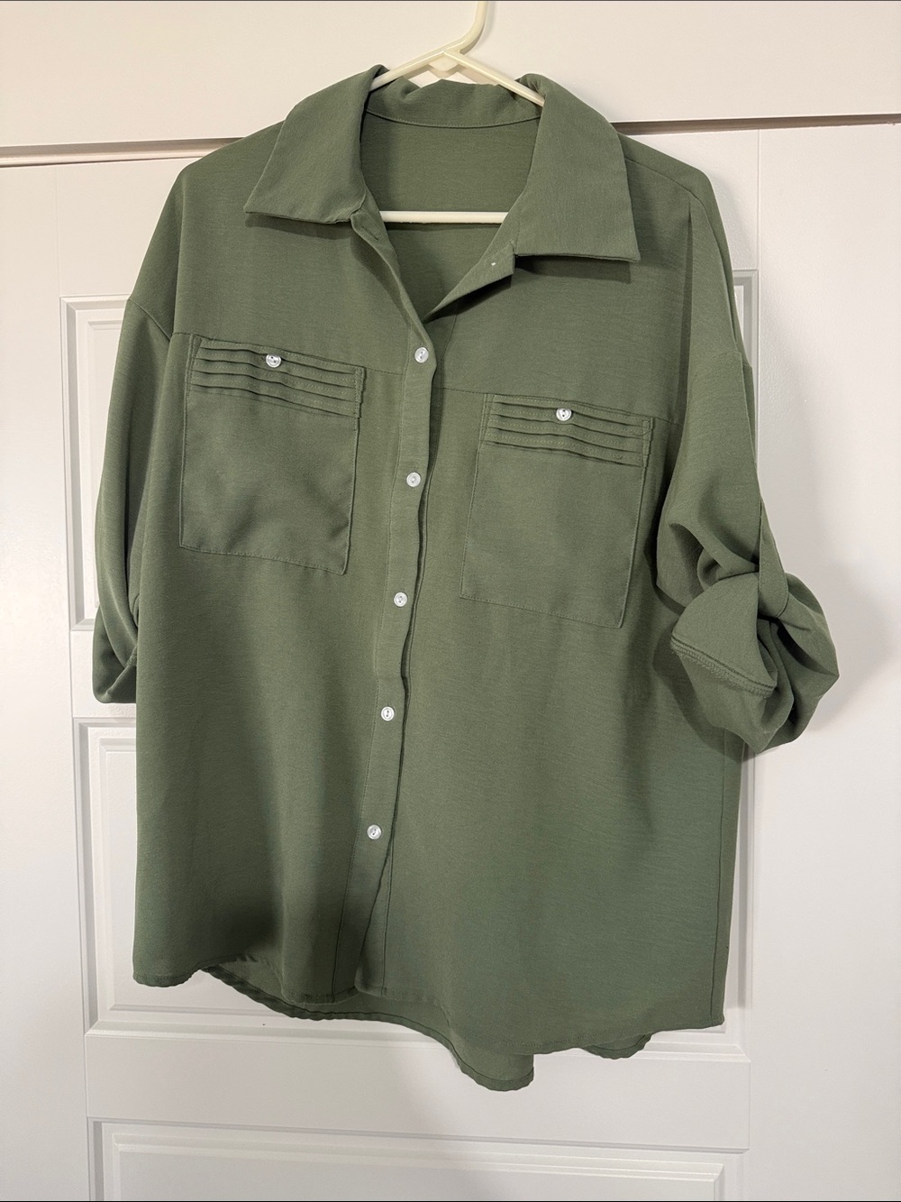 Olive Green Button-Up Shirt